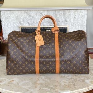Louis Vuitton Keepall 55 Monogram w/ Name Tag, Poignet & Padlock
